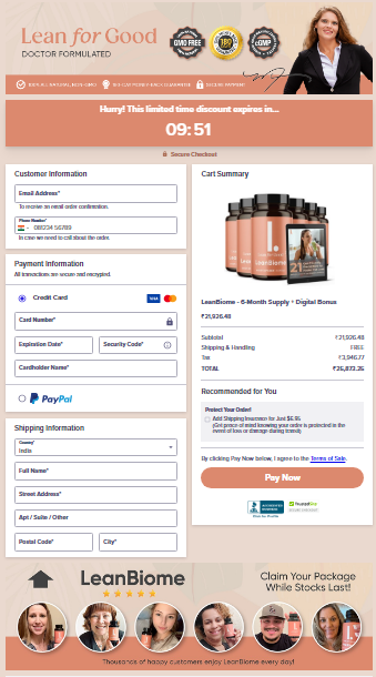 LeanBiome Secured Checkout Form